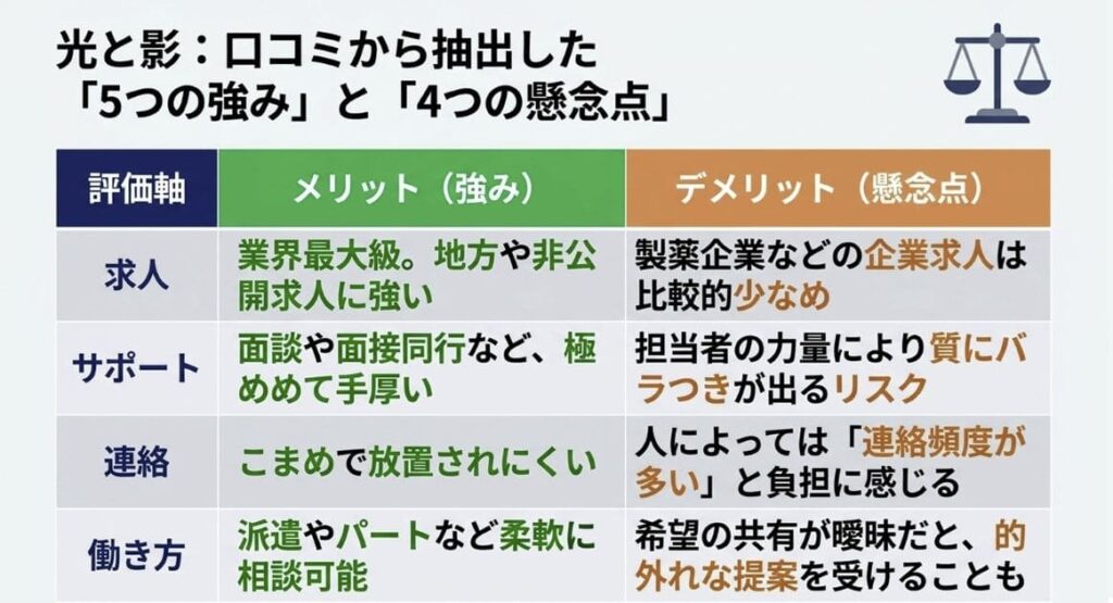 ファルマスタッフのメリット・デメリットを比較表で徹底整理