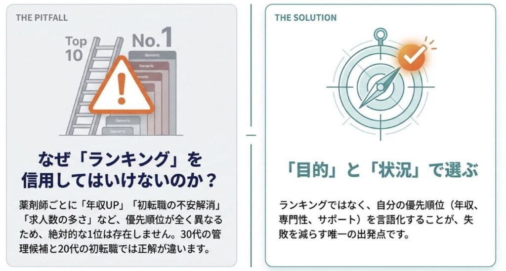 【はじめに】薬剤師転職サイト選びで「ランキング」を信用してはいけない理由