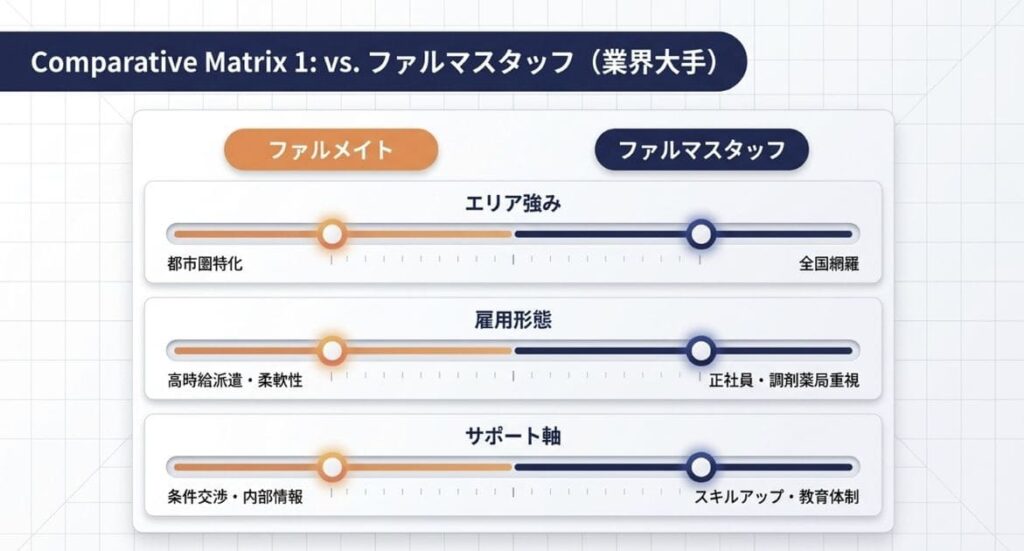 ファルメイトと主要な薬剤師転職サービスを徹底比較