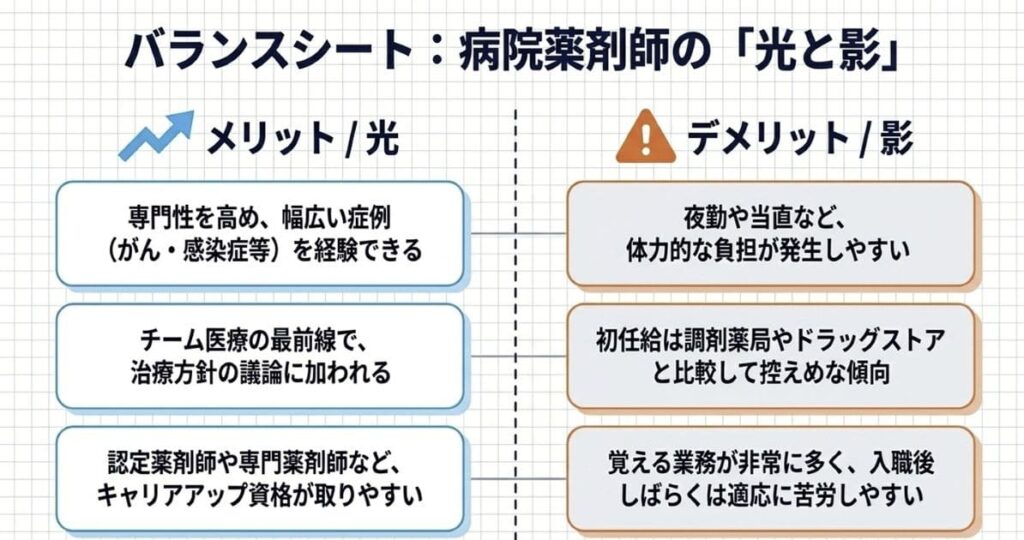 病院薬剤師として働くメリット・デメリット