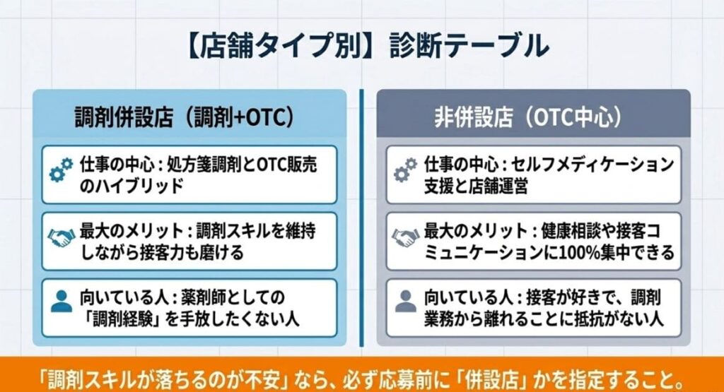 【特有】調剤併設店と非併設店(OTC専門)の違い