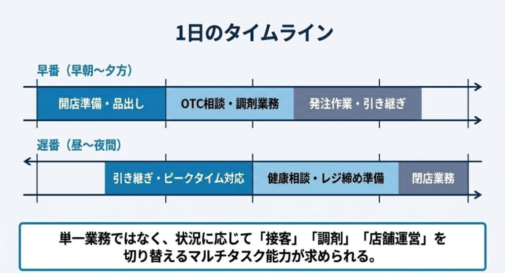 ドラッグストア薬剤師の1日の流れ