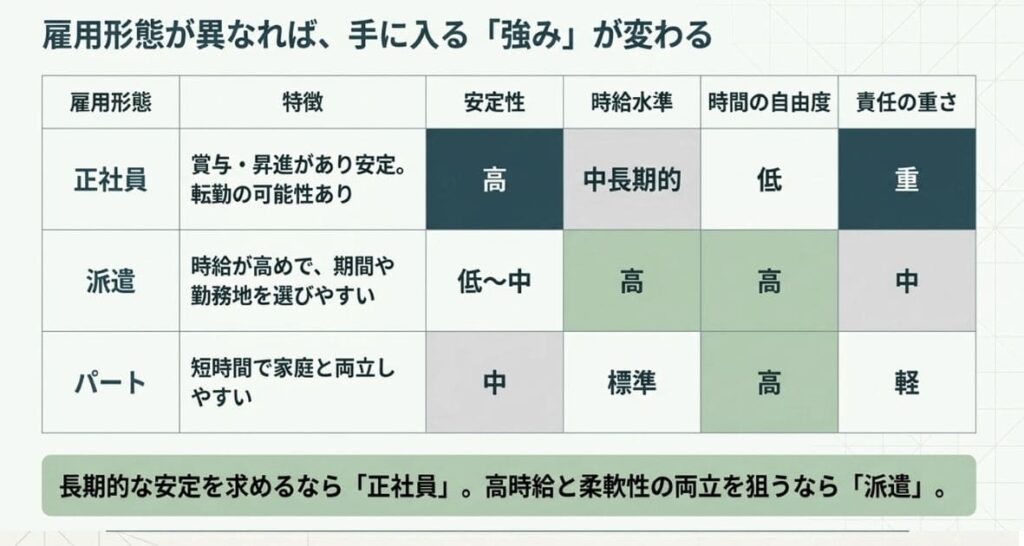 正社員・パート・派遣の違い