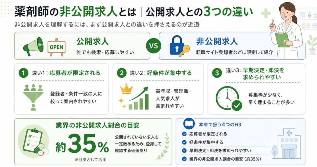 薬剤師の非公開求人とは|公開求人との3つの違い