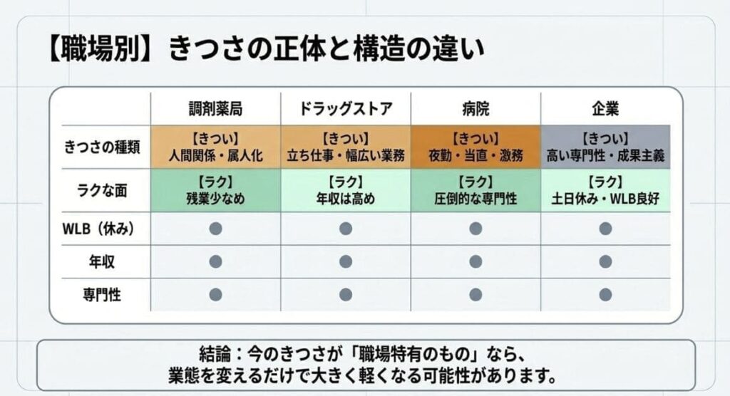 【職場別】きつさの正体と違い