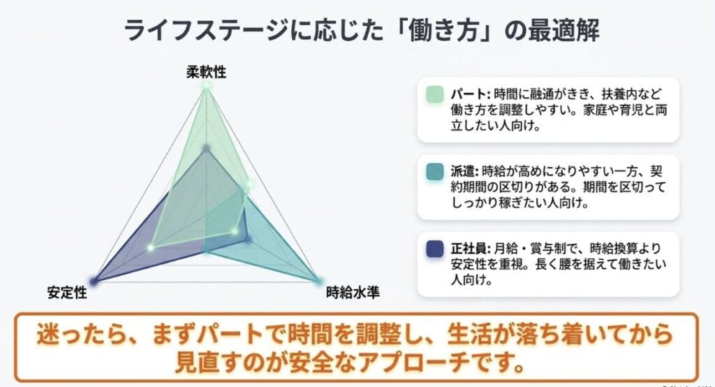 働き方別のメリット比較
