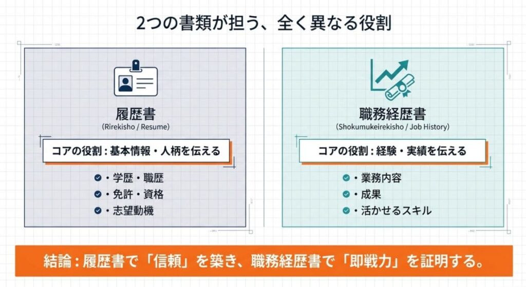 履歴書と職務経歴書の違いと役割を知ろう