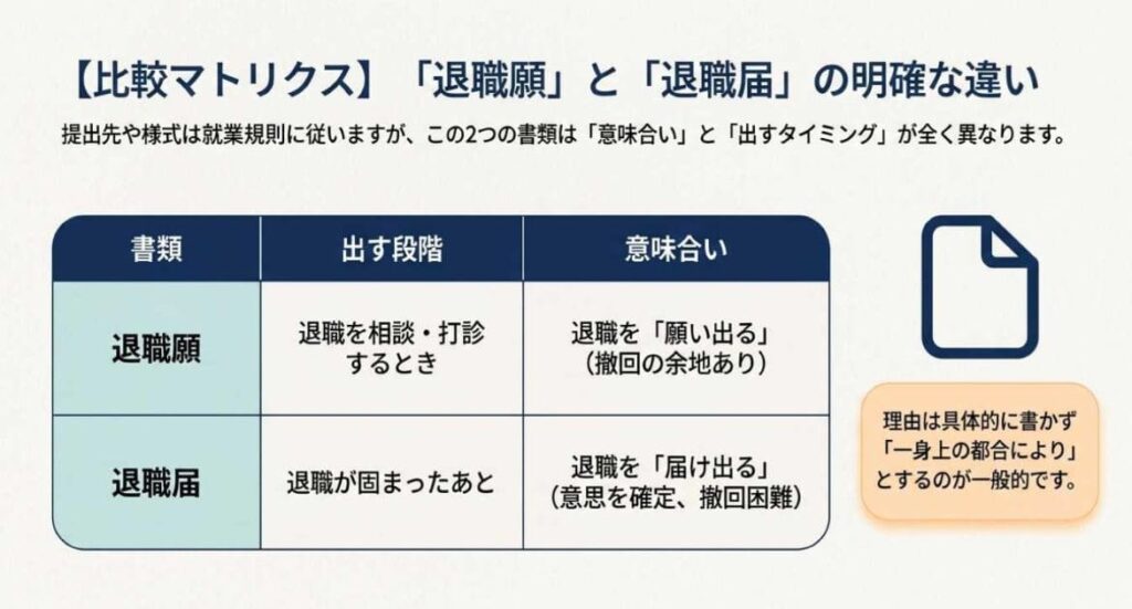 退職届・退職願の違いと書き方の文例