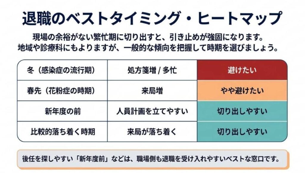 【タイミング】繁忙期や忙しい時間帯を避ける