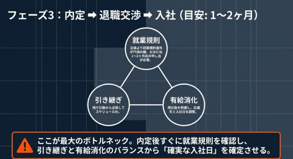 内定〜退職交渉〜入社の流れと期間|申し出はおおむね1〜2ヶ月前が目安