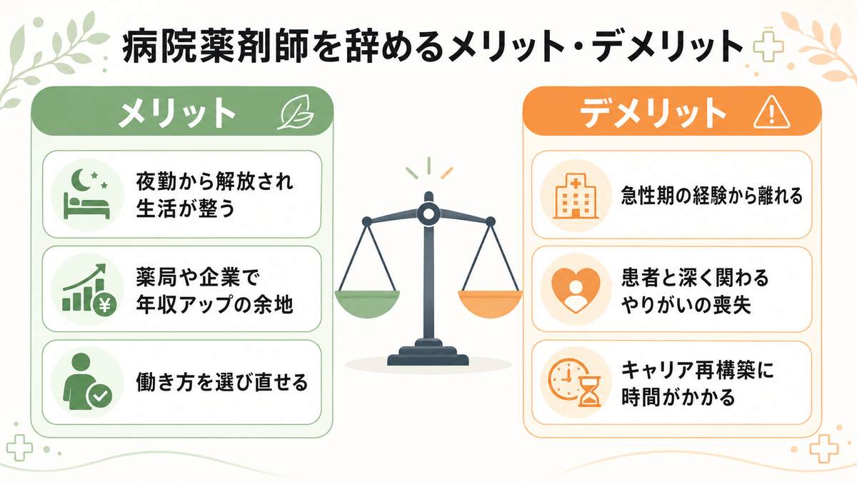 病院薬剤師を辞めるメリット・デメリット