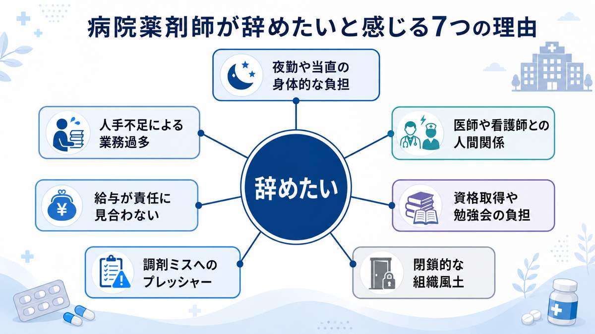 病院薬剤師が辞めたいと感じる7つの理由