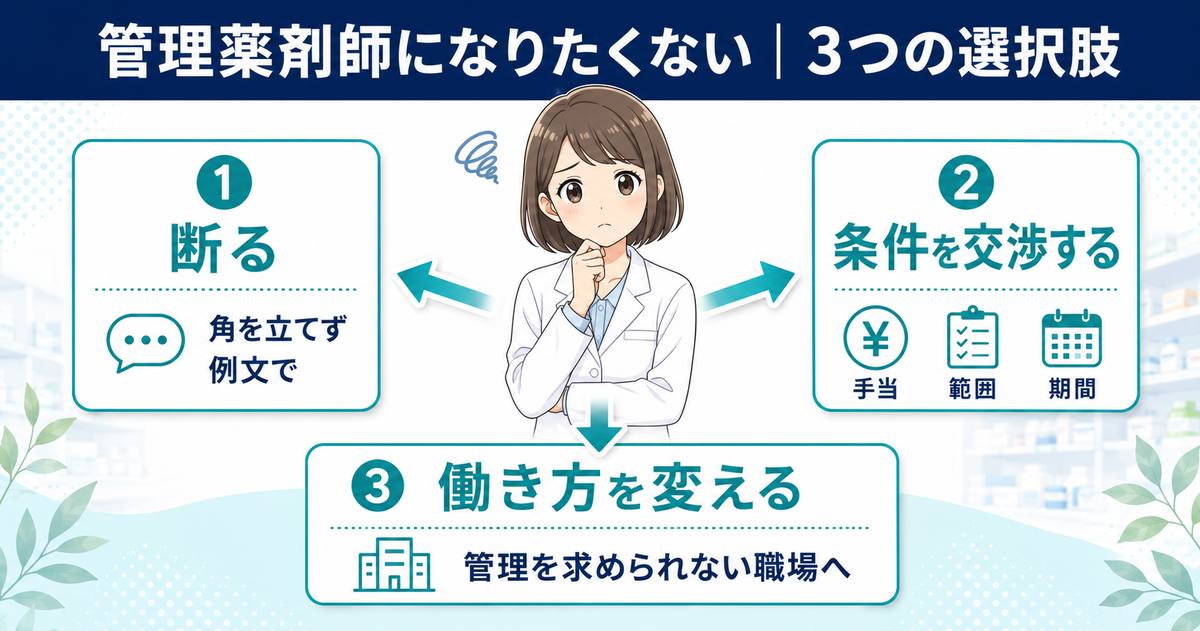 管理薬剤師になりたくないときの3つの選択肢(断る・交渉する・変える)