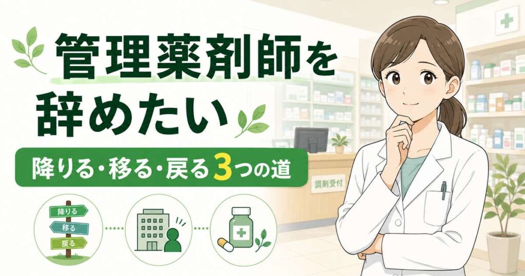 管理薬剤師を辞めたい｜降りる・移る・戻る3つの道
