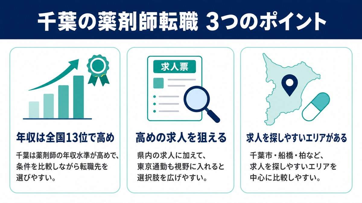 千葉の薬剤師転職 3つのポイント