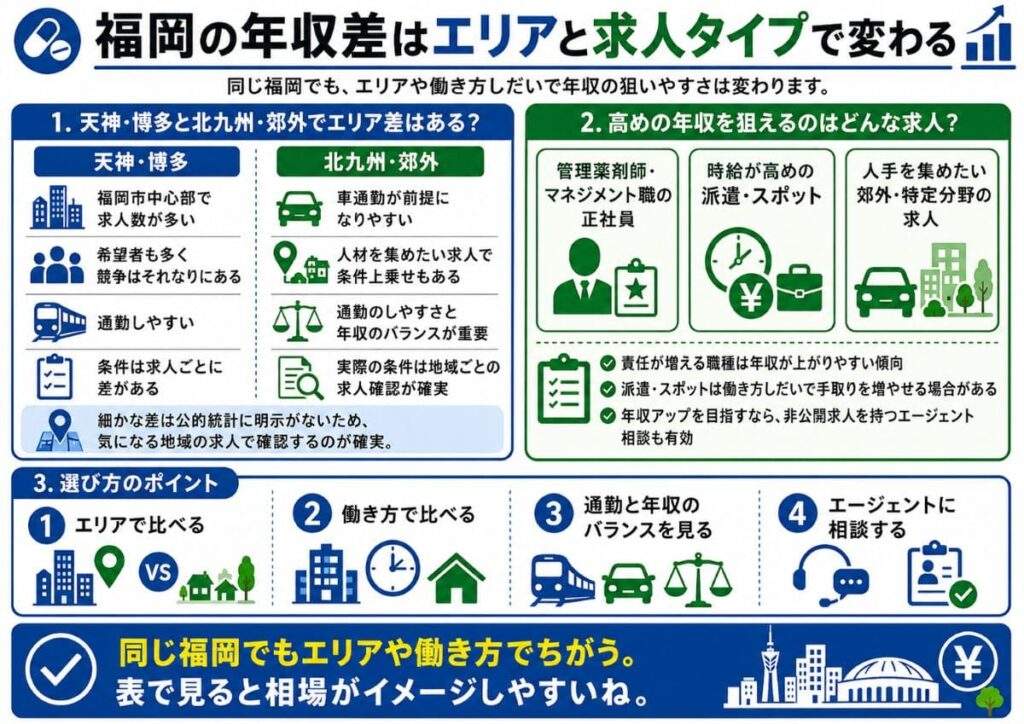 天神・博多と北九州・郊外でエリア差はある?