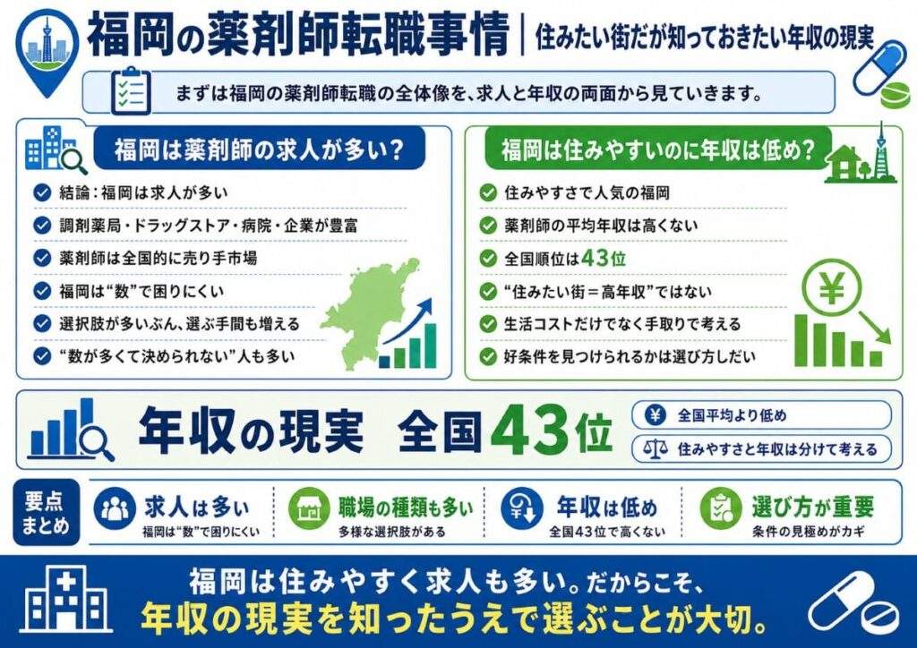 福岡の薬剤師転職事情|住みたい街だが知っておきたい年収の現実