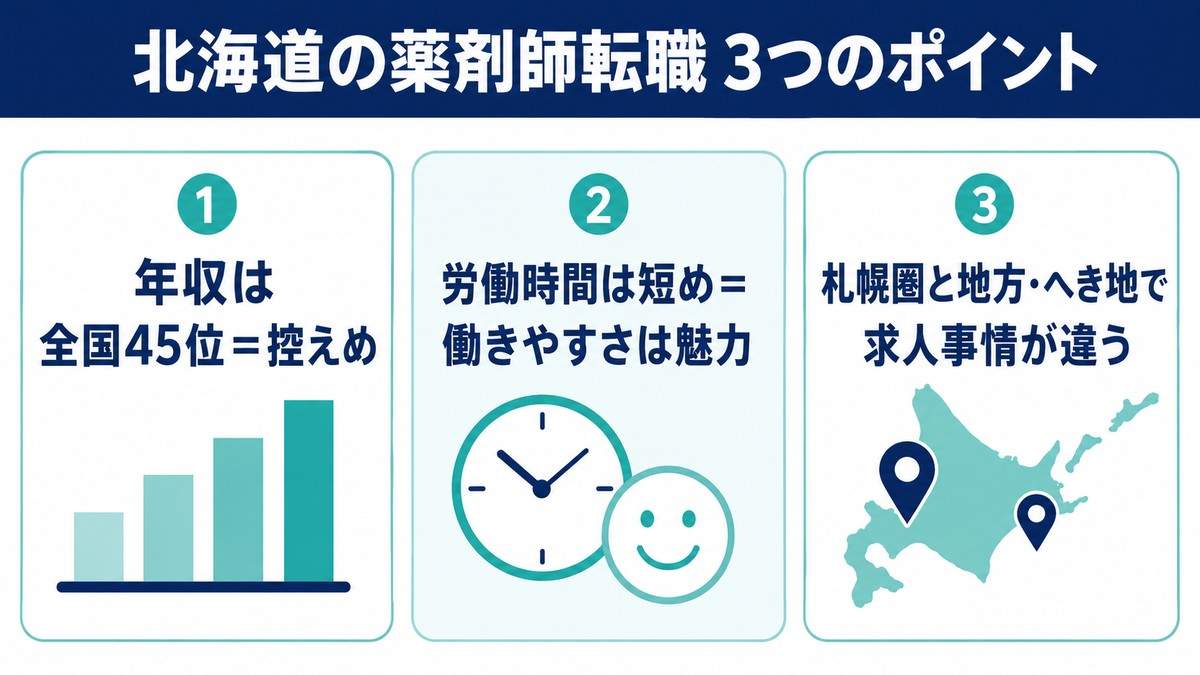 北海道の薬剤師転職 3つのポイント