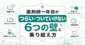 薬剤師一年目がつらい・ついていけないと悩む新人薬剤師のイラスト