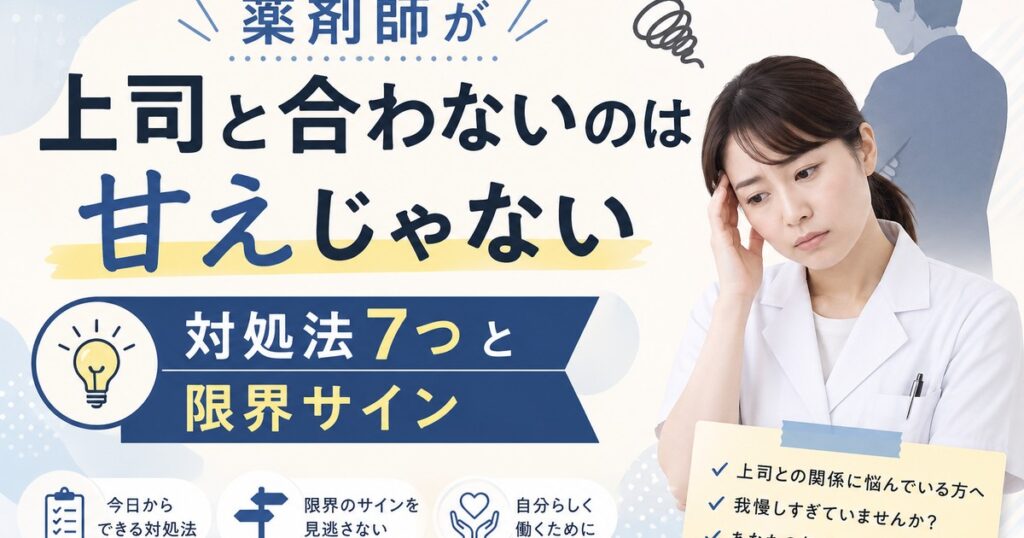 薬剤師が上司と合わないのは甘えじゃない