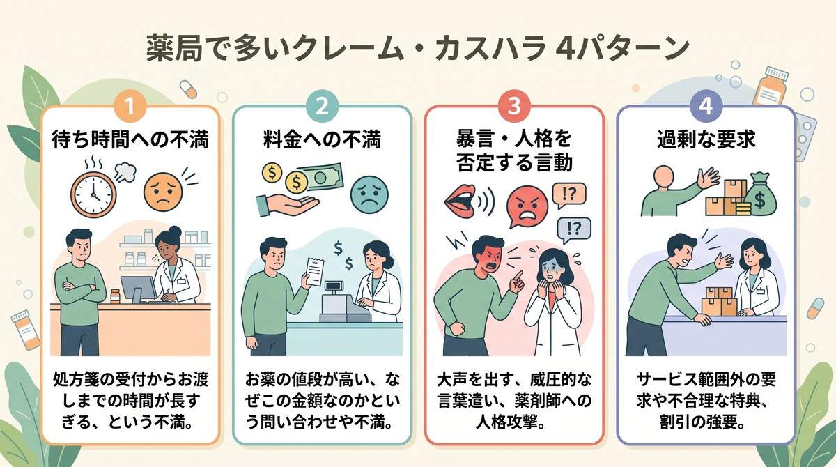薬剤師が受けやすいクレーム・カスハラのパターン