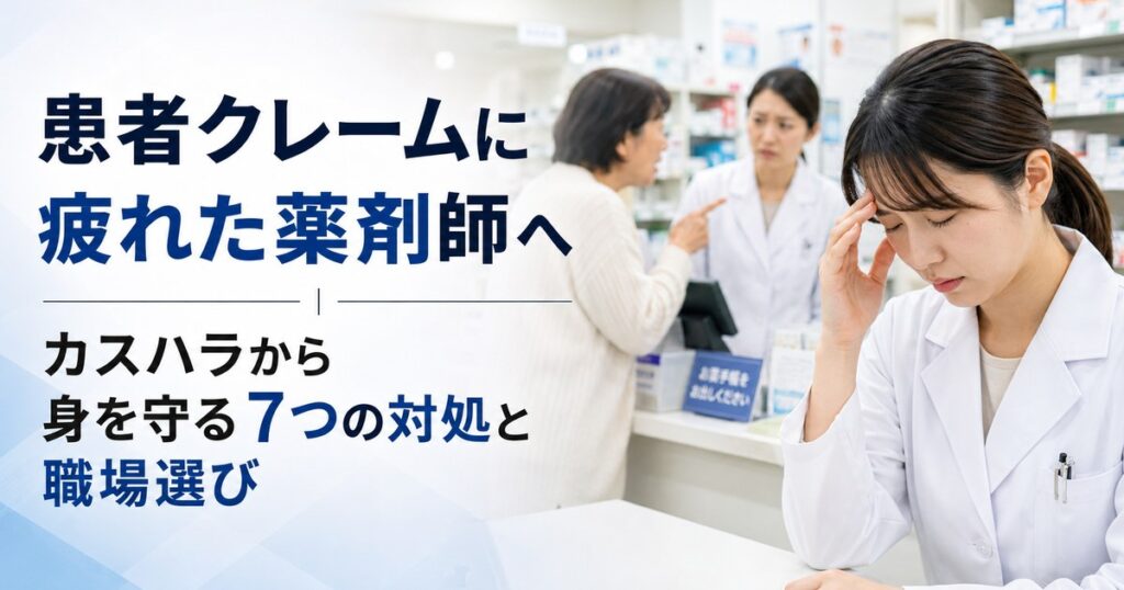 患者クレームに疲れた薬剤師へ｜カスハラから身を守る対処と職場選び