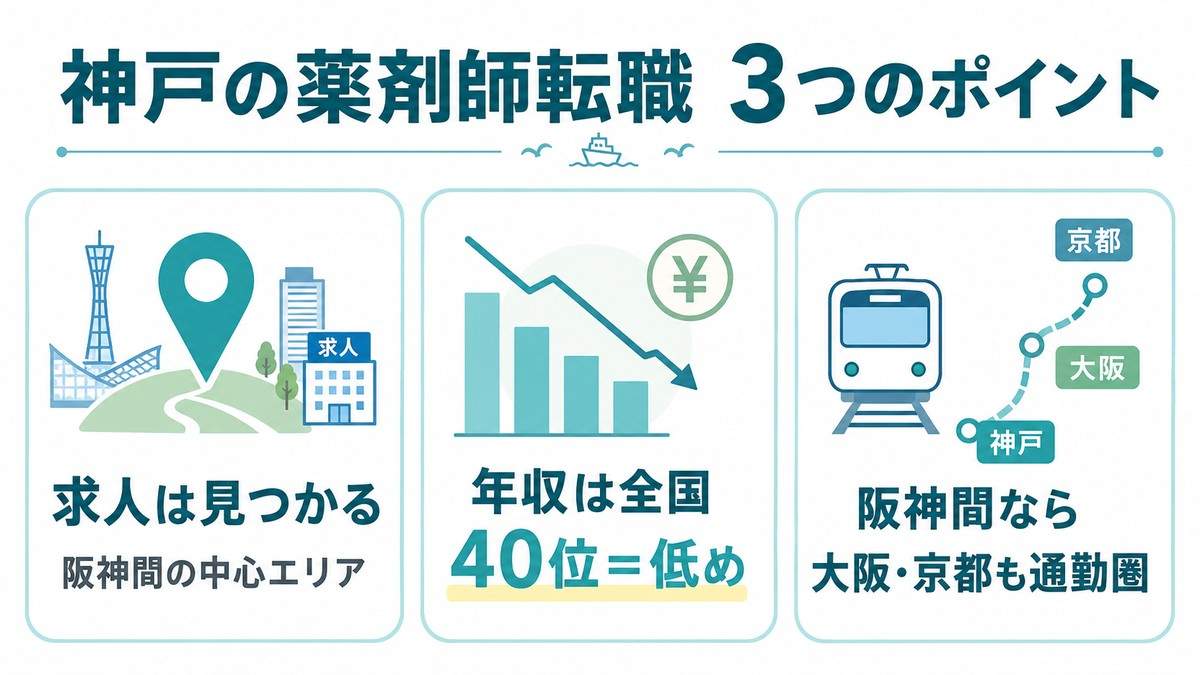 神戸の薬剤師転職 3つのポイント