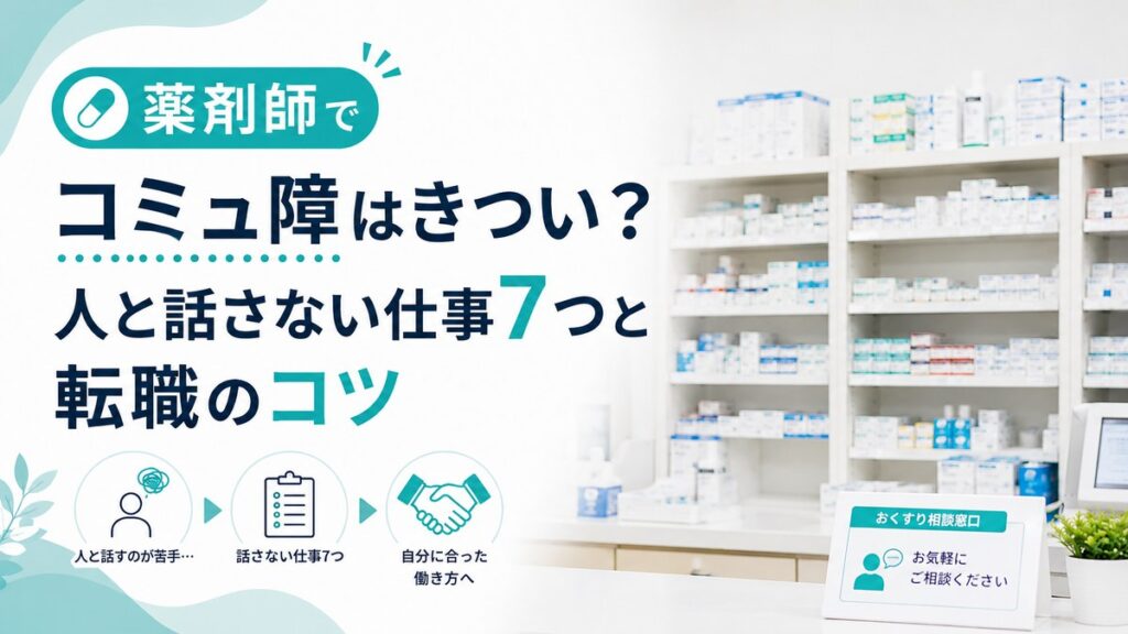 薬剤師でコミュ障はきつい？人と話さない仕事7つと転職のコツ