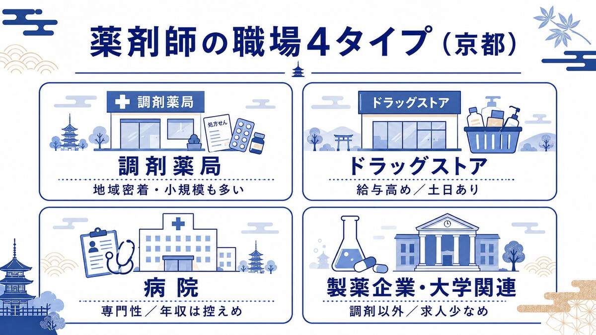 薬剤師の職場4タイプ(京都)