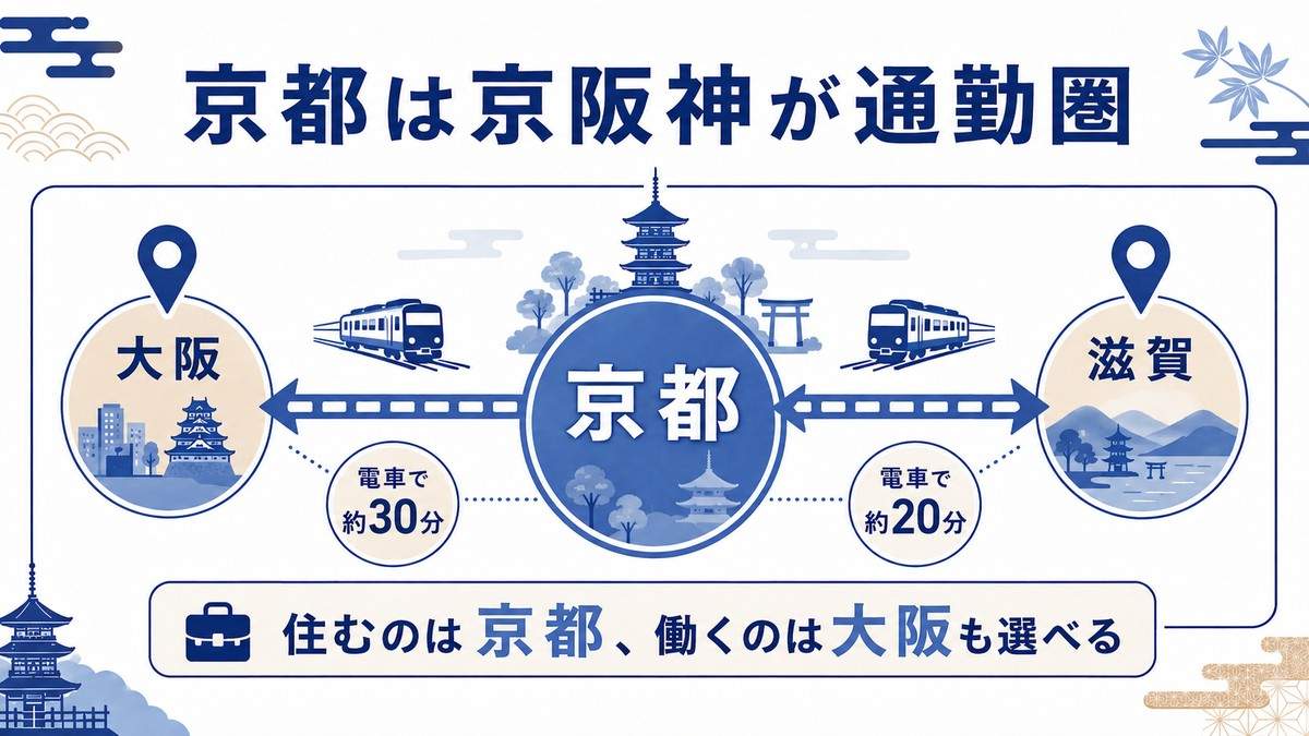 京都は京阪神が通勤圏(大阪・滋賀も通勤できる)