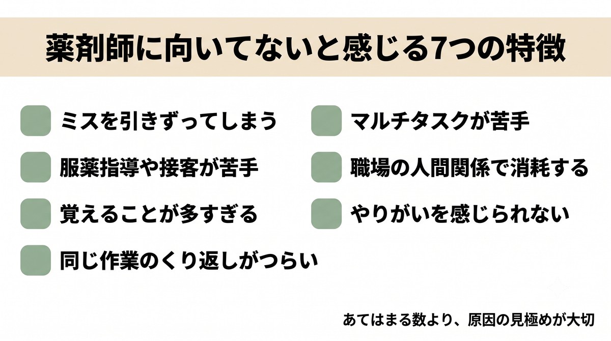 薬剤師に向いてないと感じる人によくある7つの特徴