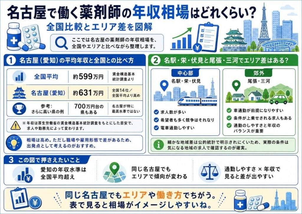 名古屋で働く薬剤師の年収相場はどれくらい?