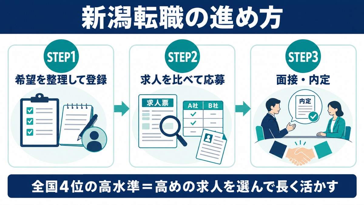 新潟転職の進め方3ステップ