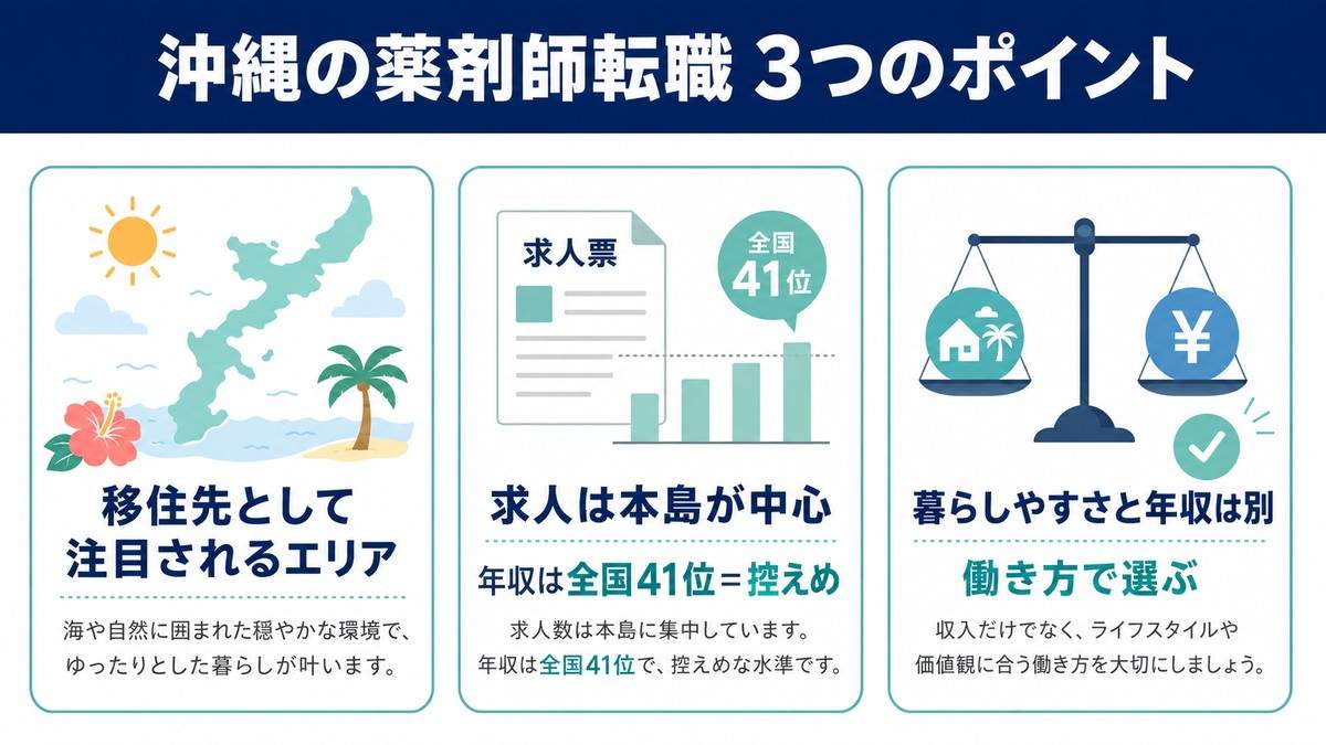 沖縄の薬剤師転職 3つのポイント