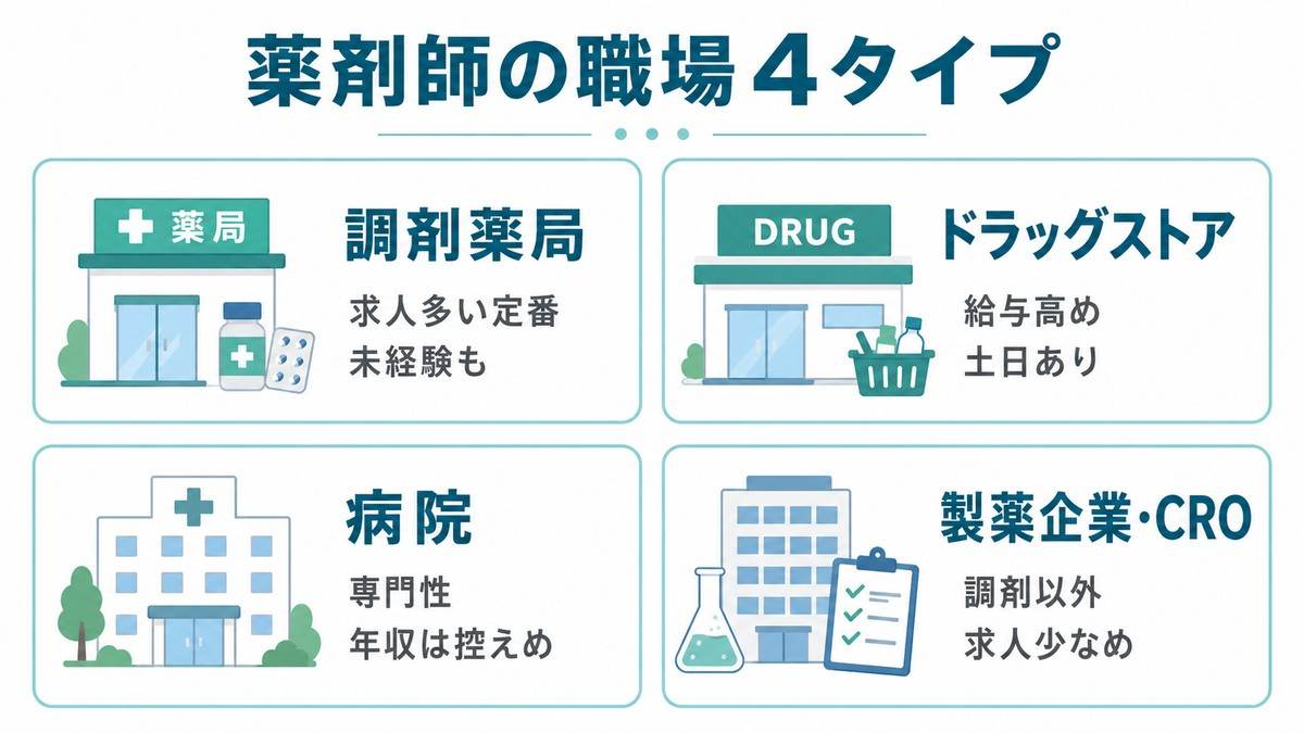 薬剤師の職場4タイプ