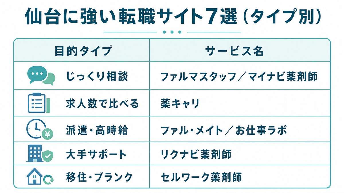 仙台に強い薬剤師転職サイト7選