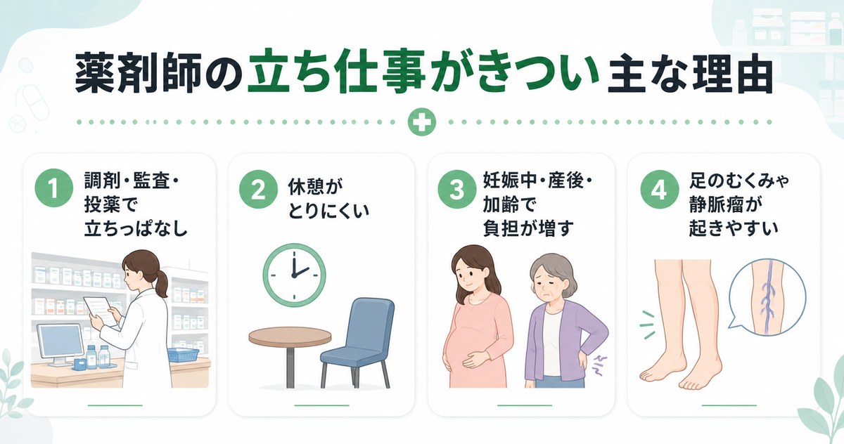 薬剤師の立ち仕事はなぜきつい?体力的につらい主な理由