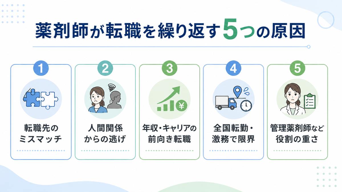 薬剤師が転職を繰り返してしまう5つの原因
