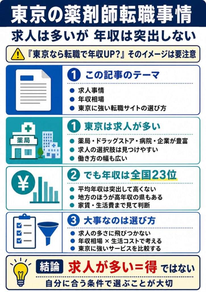 東京は薬剤師の求人がとても多いエリアです。