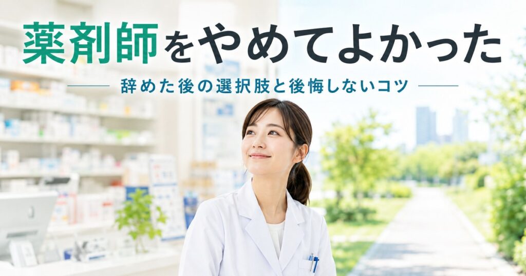 薬剤師をやめてよかった理由と辞めた後の選択肢