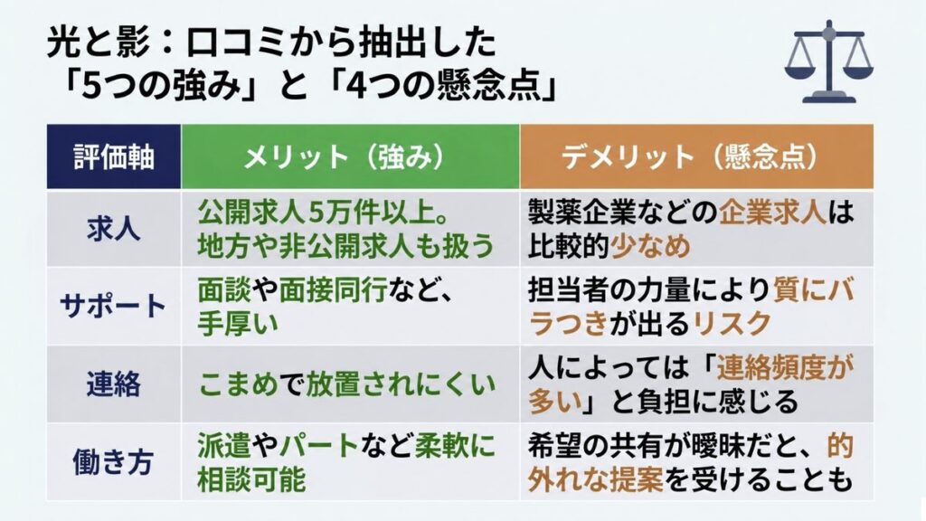 ファルマスタッフのメリット・デメリットを比較表で徹底整理