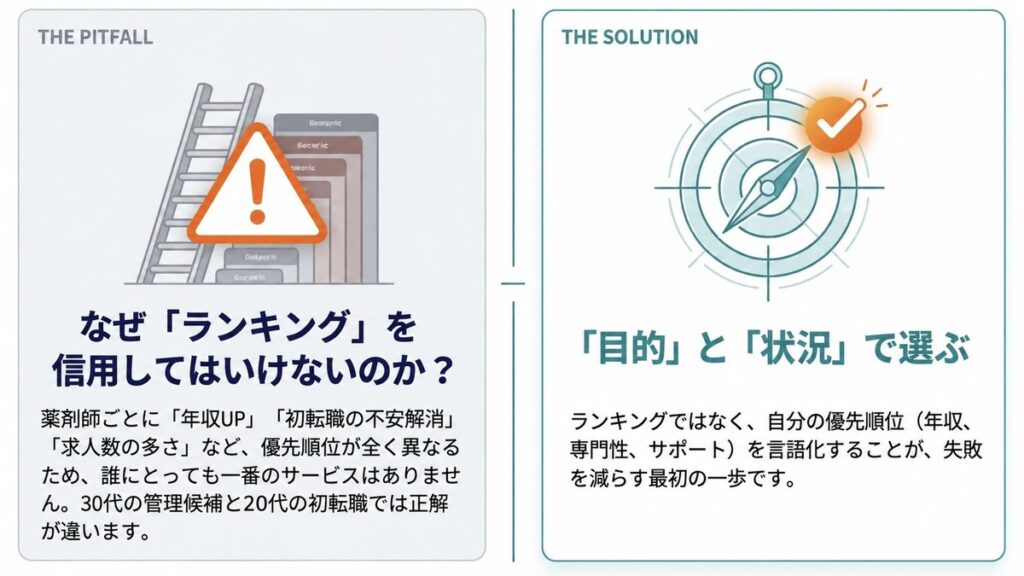 【はじめに】薬剤師転職サイト選びで「ランキング」を信用してはいけない理由